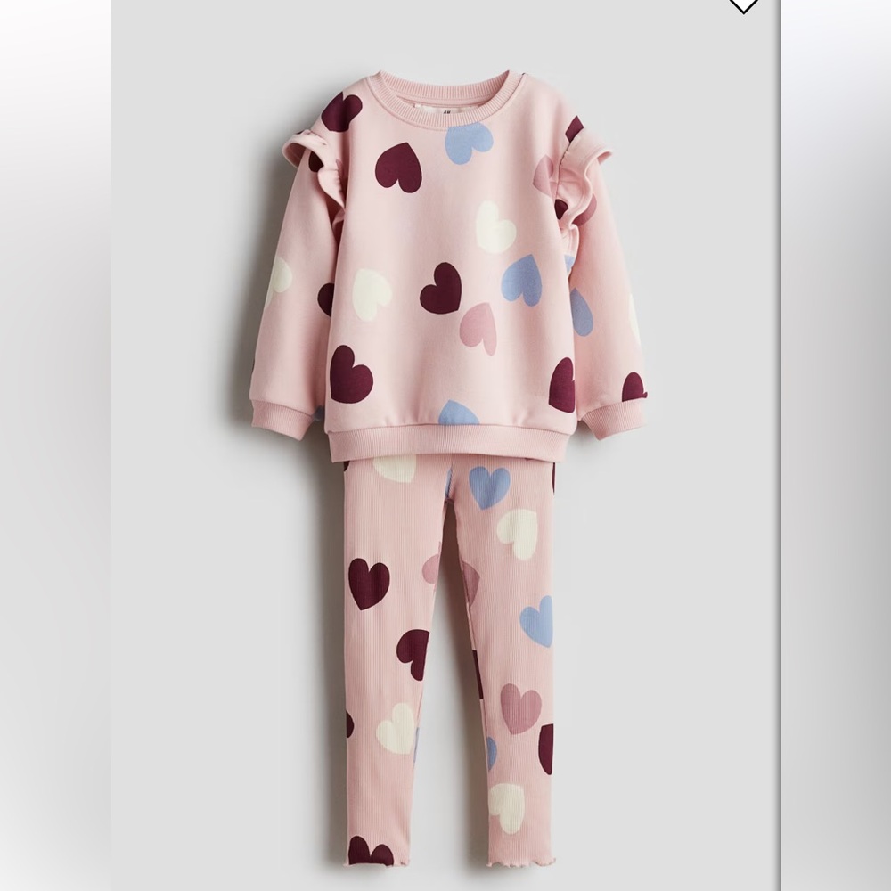 H&M 2-Piece Sweartshirt and leggings set - Pink/Hearts
